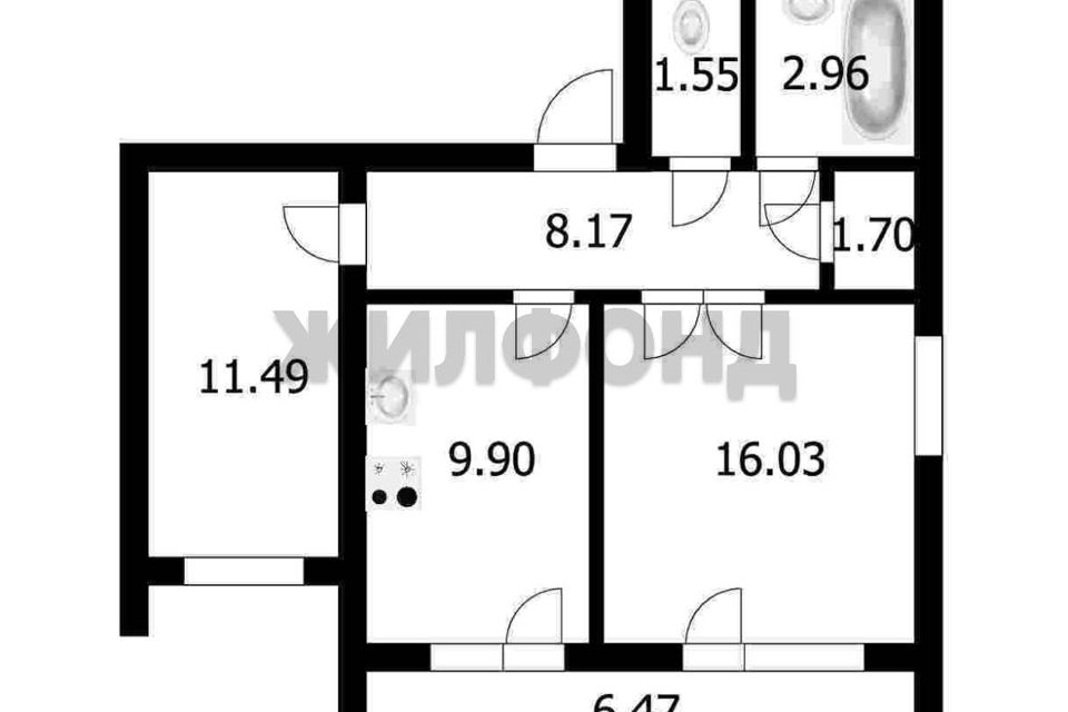Продаётся 2-комнатная квартира, 51.8 м²