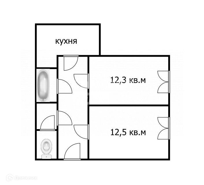 Продаётся 2-комнатная квартира, 43.9 м²