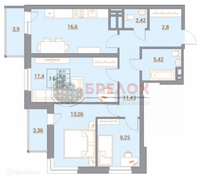 Продаётся 3-комнатная квартира, 85 м²