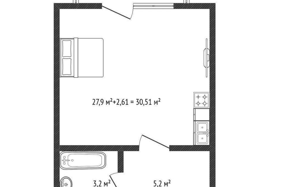 Продаётся студия, 27.9 м²