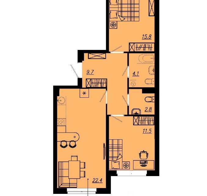 Продаётся 2-комнатная квартира, 64.8 м²
