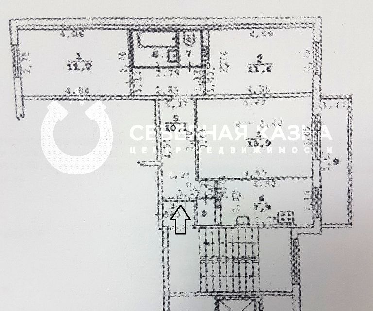 Продаётся 3-комнатная квартира, 62.6 м²