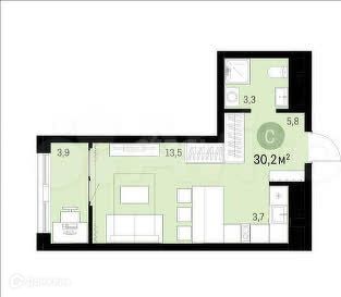 Продаётся студия, 25.9 м²