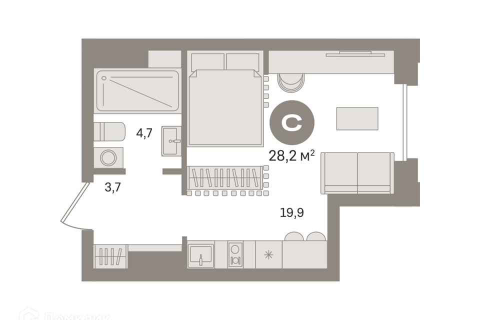 Продаётся студия, 28.1 м²