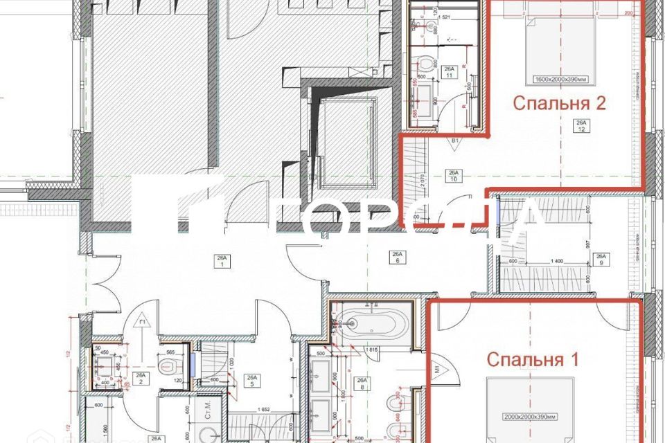 Большая спальня планировка чертеж