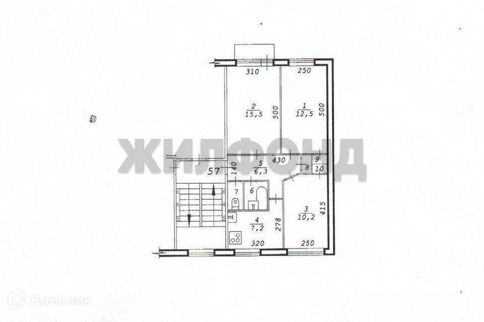 Продаётся 3-комнатная квартира, 57.4 м²