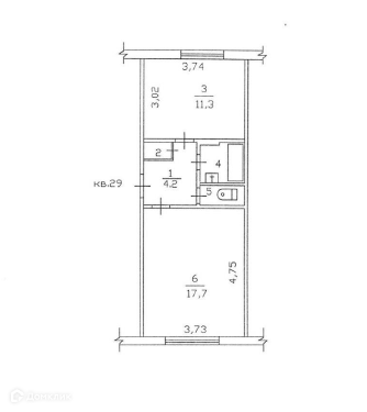 Продаётся 1-комнатная квартира, 37.3 м²