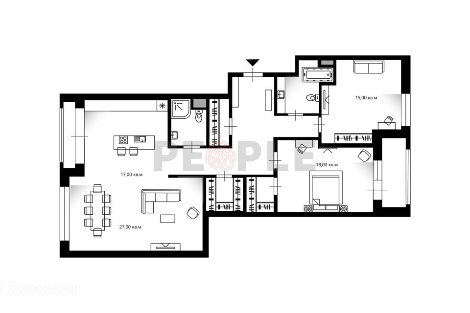 Продаётся 2-комнатная квартира, 115 м²