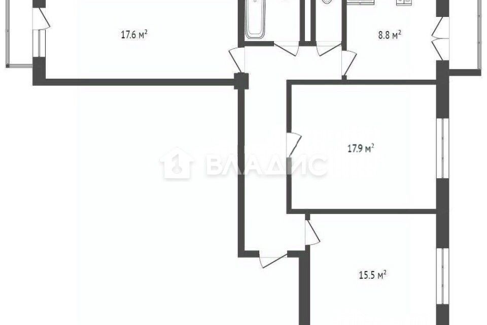 Продаётся 3-комнатная квартира, 77.4 м²