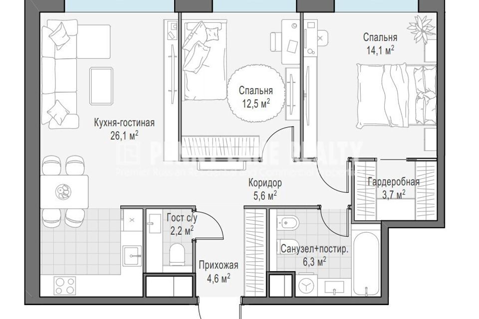 Продаётся 3-комнатная квартира, 75 м²