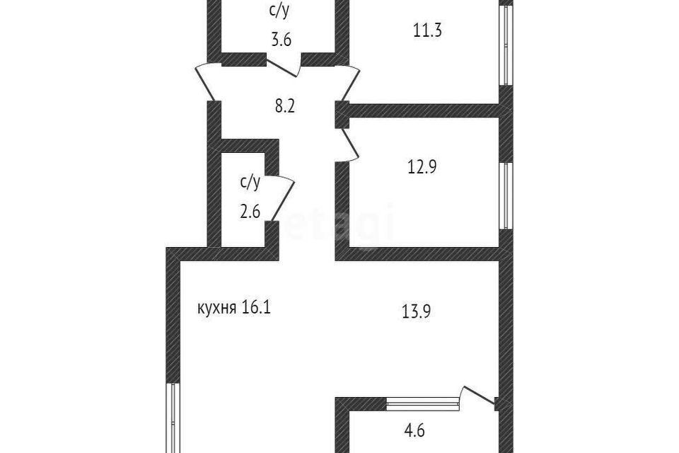 Продаётся 3-комнатная квартира, 69.6 м²