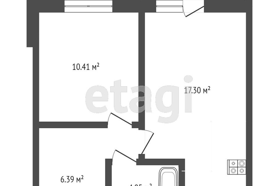 Продаётся 1-комнатная квартира, 42.5 м²