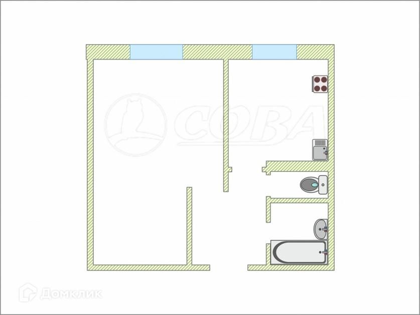 Продаётся 1-комнатная квартира, 34.9 м²