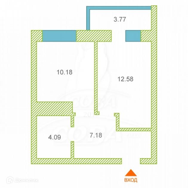 Продаётся 1-комнатная квартира, 34 м²