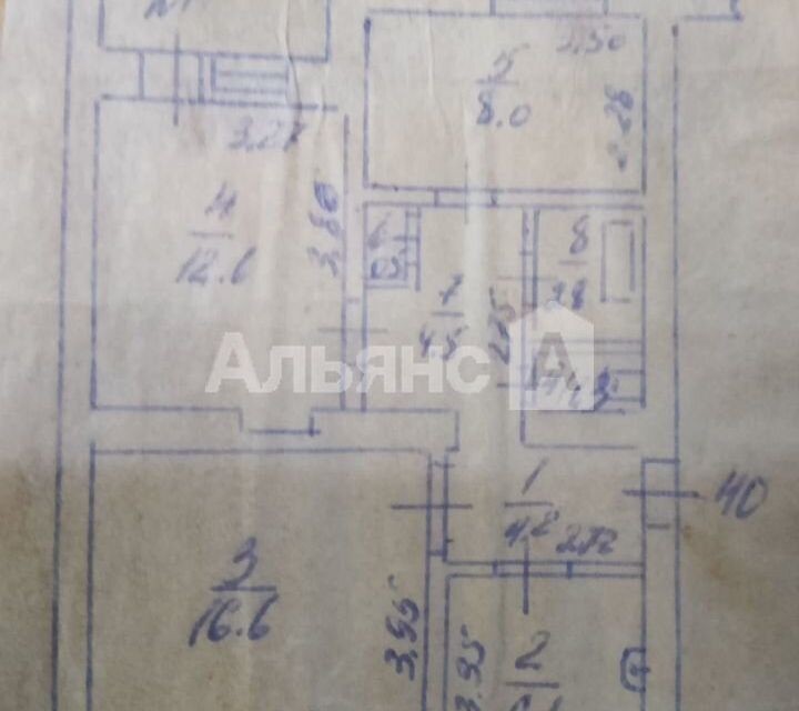 Продаётся 3-комнатная квартира, 59.6 м²