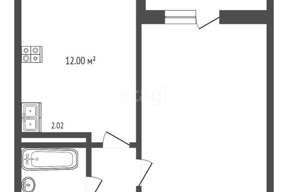 Продаётся 1-комнатная квартира, 41.3 м²