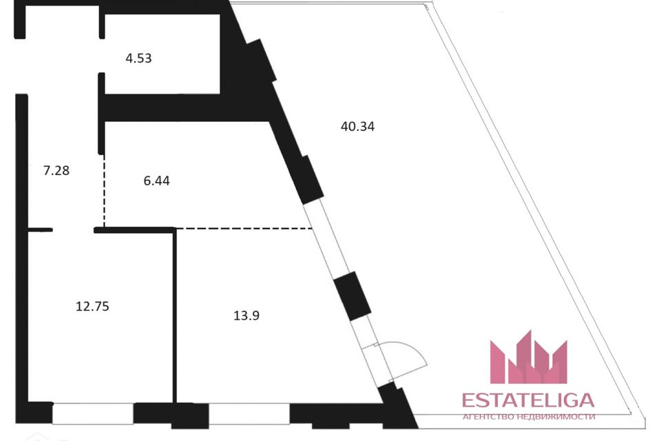 Продаётся 1-комнатная квартира, 85.2 м²