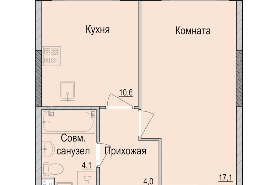 Продаётся 1-комнатная квартира, 35.8 м²