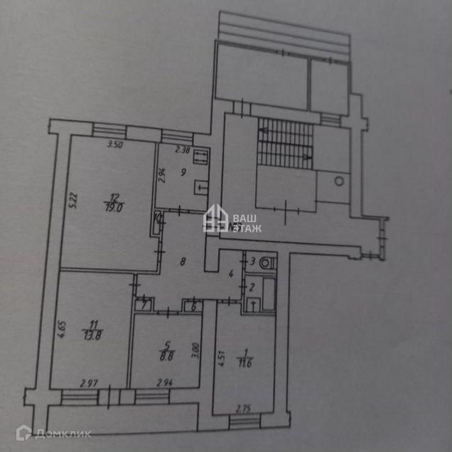 Продаётся 4-комнатная квартира, 75.3 м²
