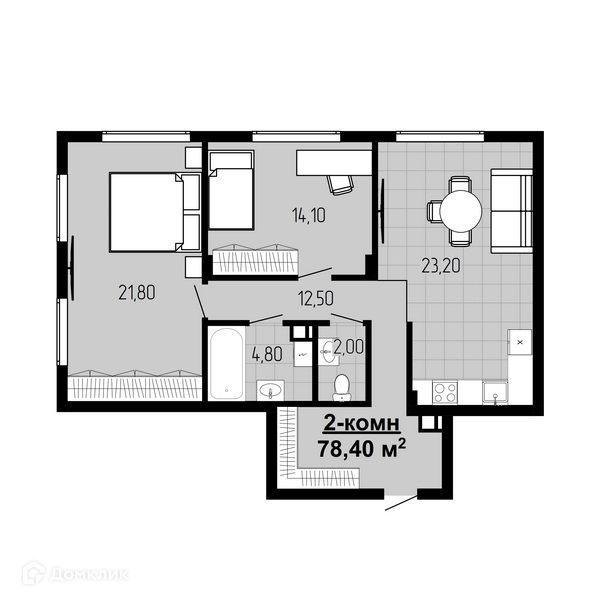 Продаётся 2-комнатная квартира, 78.5 м²