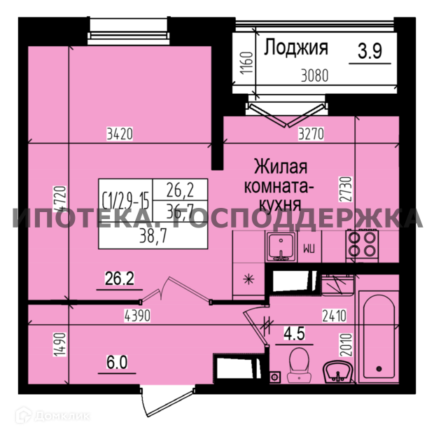 Продаётся студия, 38.7 м²