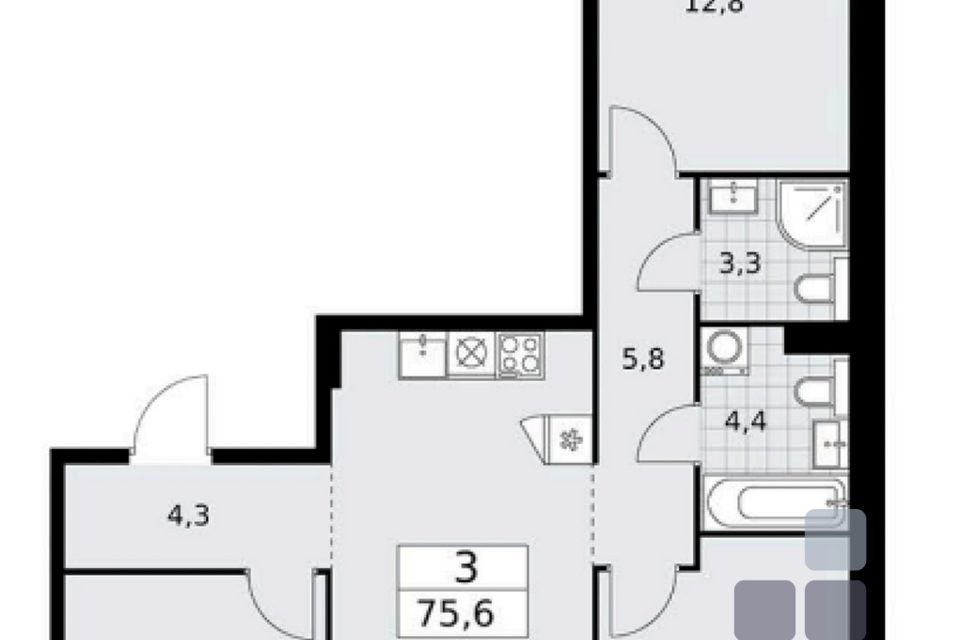 Продаётся 4-комнатная квартира, 78.5 м²