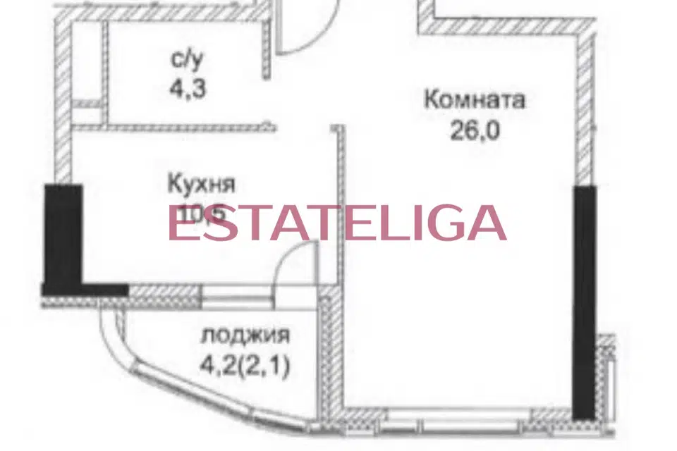 Продаётся 1-комнатная квартира, 43 м²