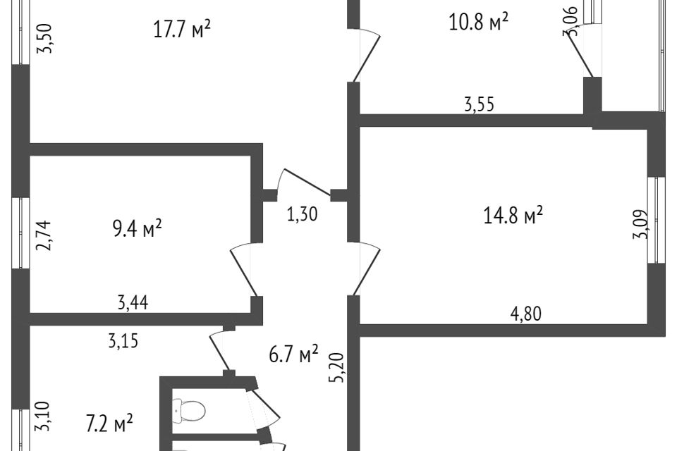 Продаётся 4-комнатная квартира, 100 м²