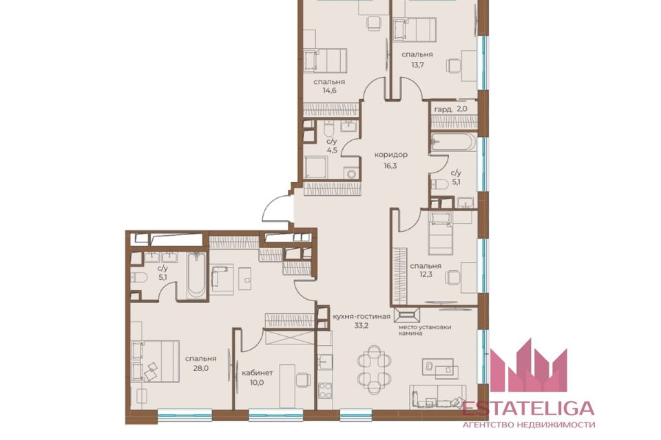 Продаётся 5-комнатная квартира, 144.8 м²