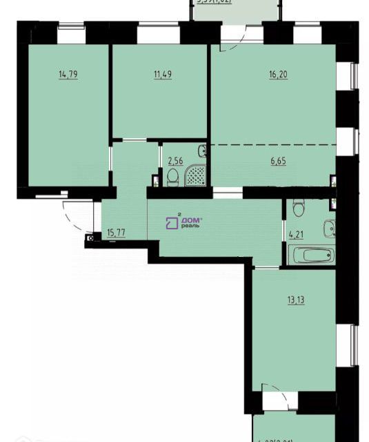 Продаётся 4-комнатная квартира, 87.83 м²
