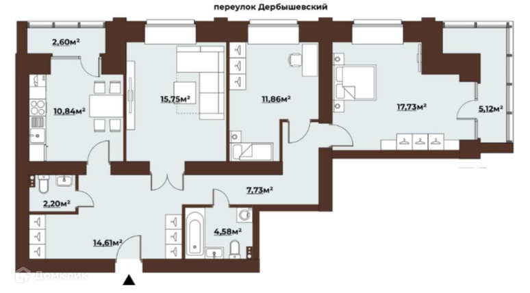 Продаётся 3-комнатная квартира, 89.16 м²