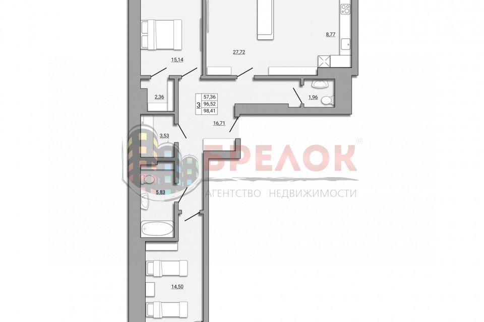 Продаётся 3-комнатная квартира, 98 м²