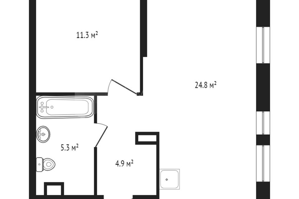 Продаётся 2-комнатная квартира, 46.3 м²
