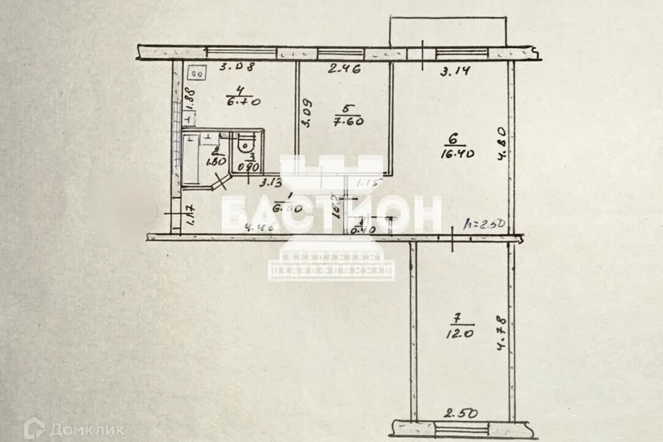 Продаётся 3-комнатная квартира, 56 м²
