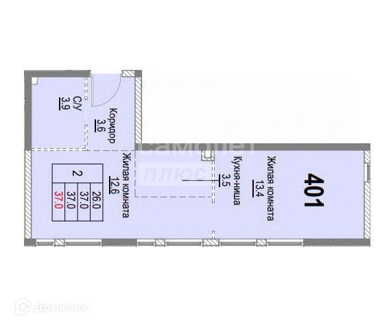 Продаётся 2-комнатная квартира, 37 м²