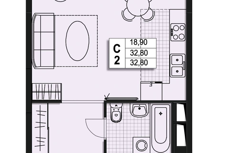 Продаётся студия, 32.7 м²