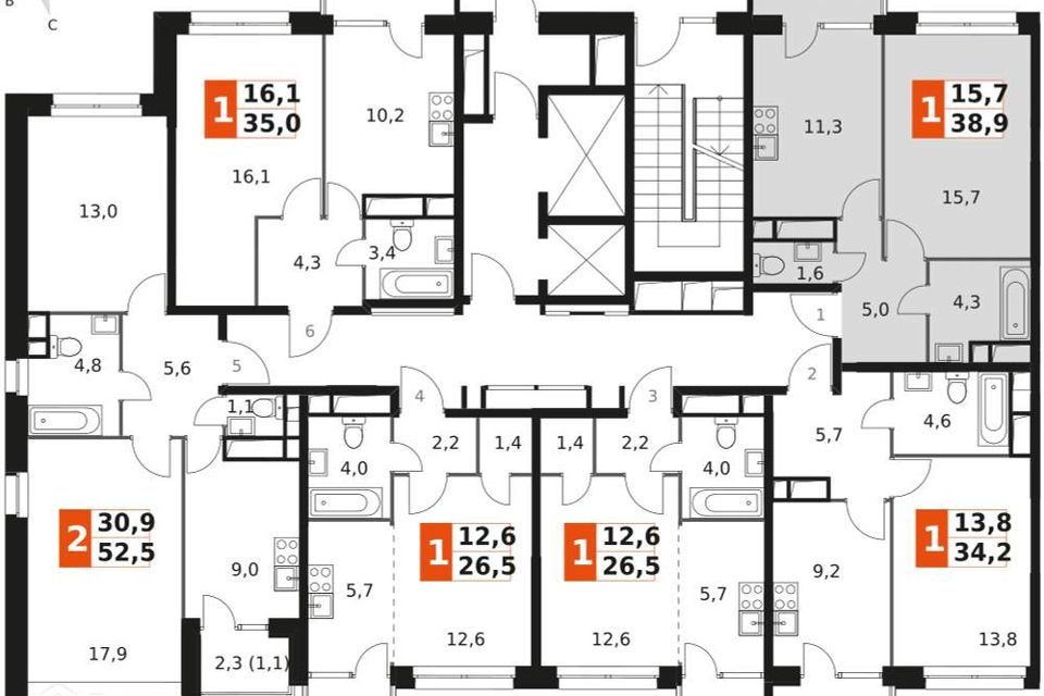 Продаётся 1-комнатная квартира, 38.9 м²