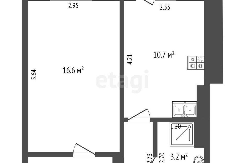 Продаётся 1-комнатная квартира, 37.1 м²