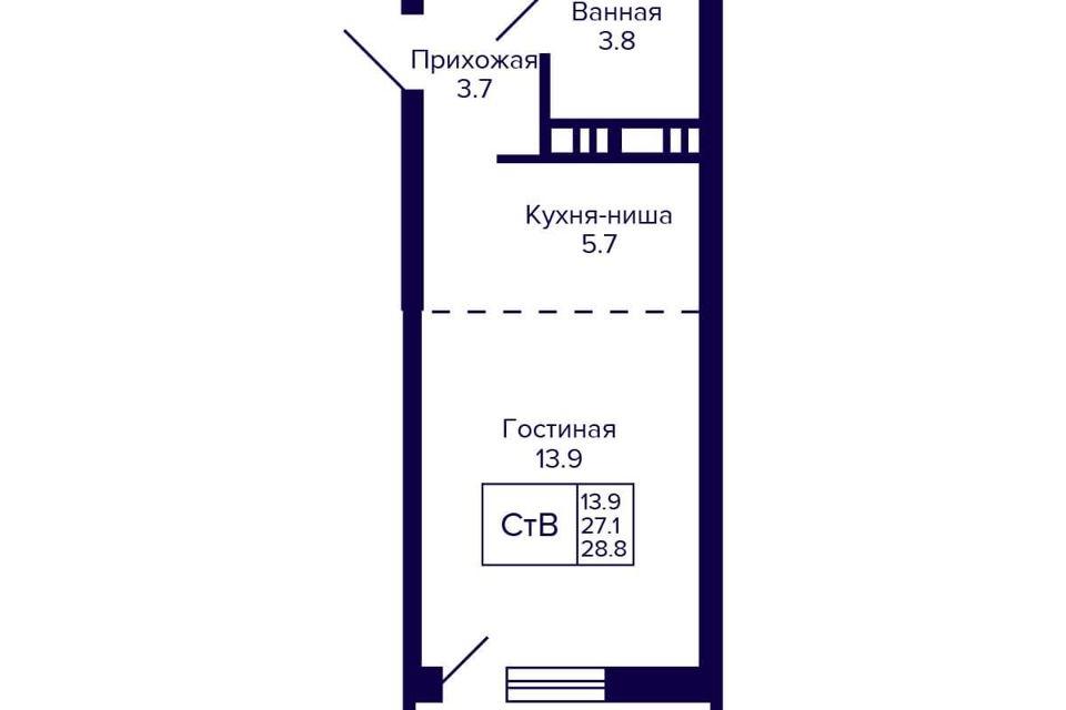 Продаётся студия, 27.3 м²