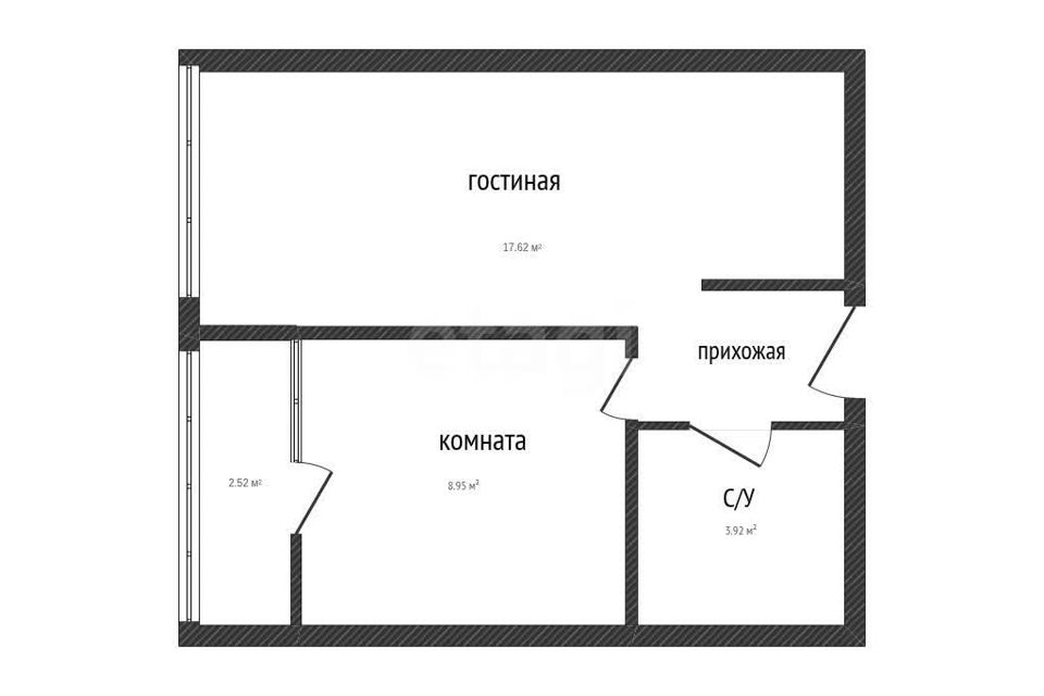 Продаётся 1-комнатная квартира, 33.7 м²