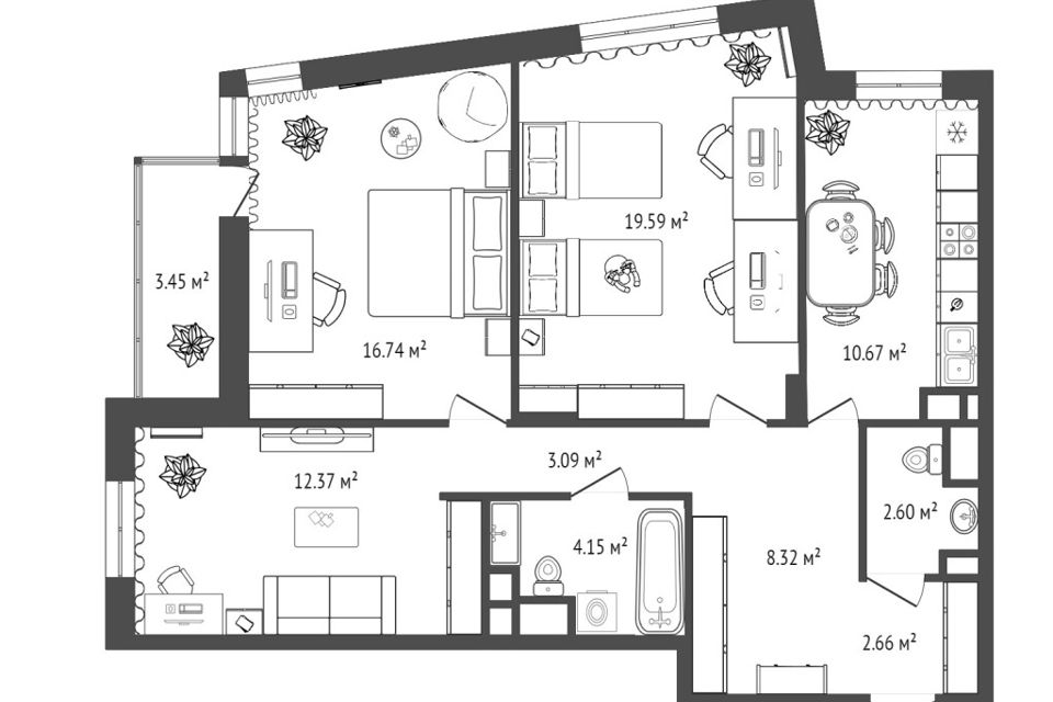 Продаётся 3-комнатная квартира, 82 м²