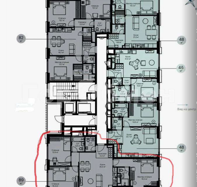 Продаётся 3-комнатная квартира, 89 м²