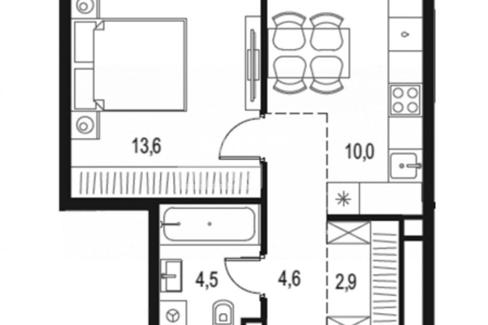 Продаётся 1-комнатная квартира, 33.3 м²