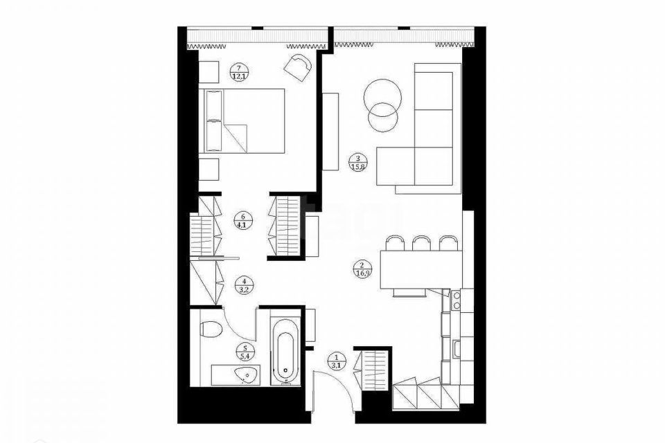 Продаётся 2-комнатная квартира, 62 м²