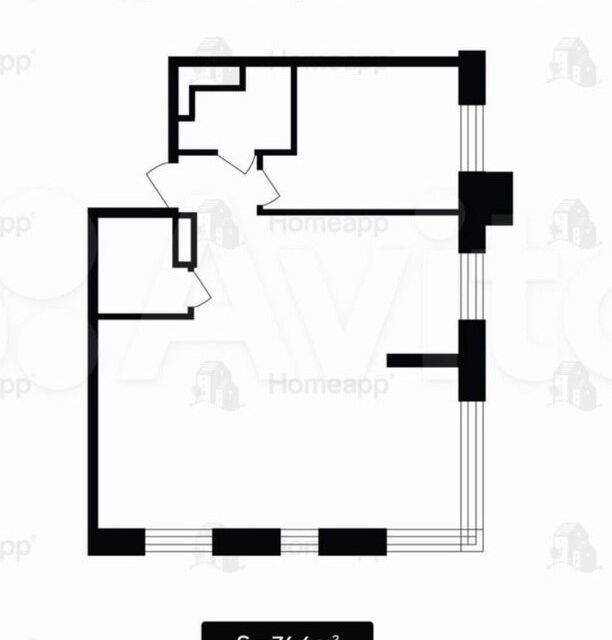 Продаётся 3-комнатная квартира, 74 м²