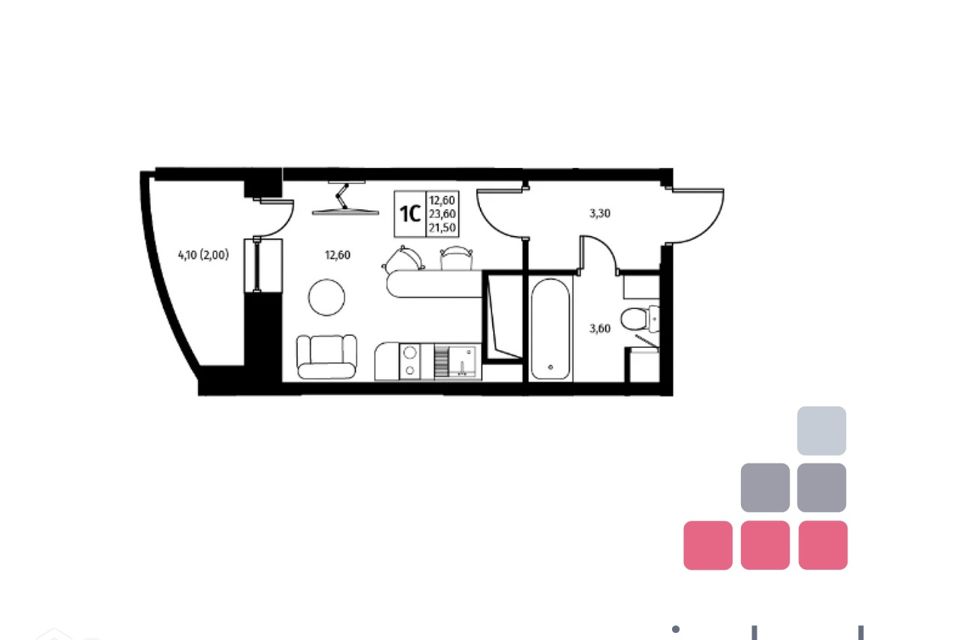 Продаётся 1-комнатная квартира, 23.6 м²