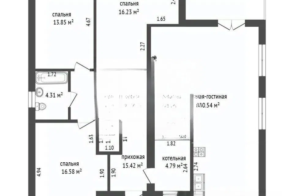 Продаётся 1-этажный дом, 116 м²