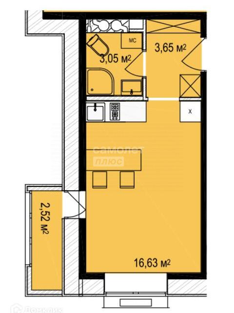 Продаётся студия, 23.4 м²