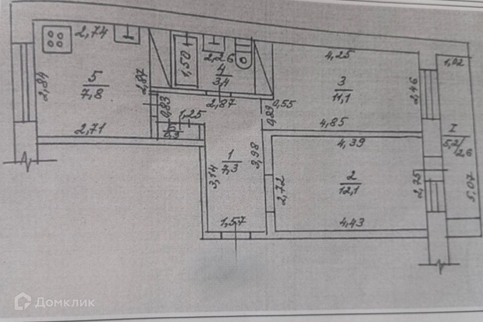 Продаётся 2-комнатная квартира, 46.9 м²