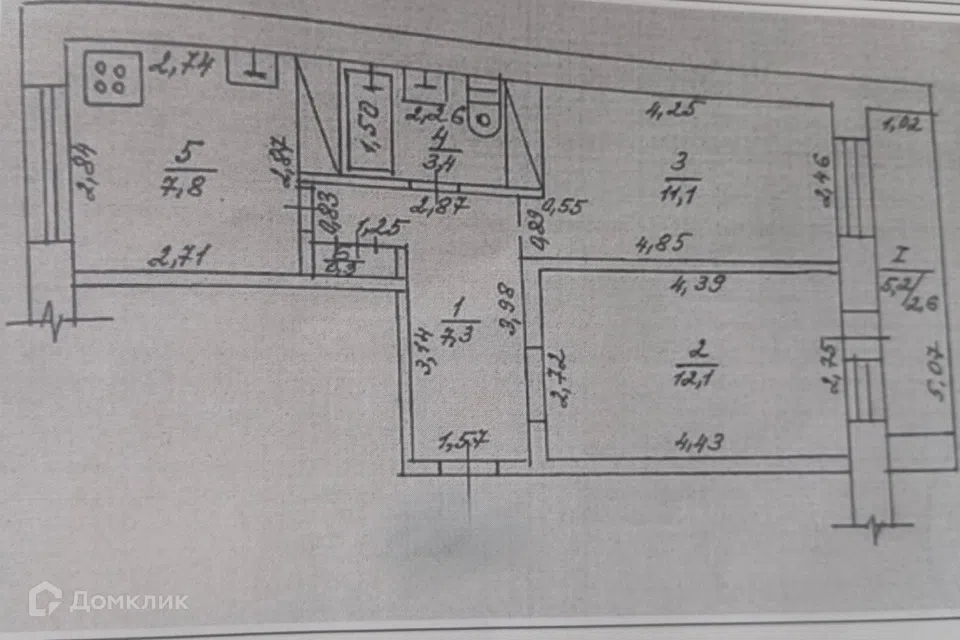 Продаётся 2-комнатная квартира, 46.9 м²